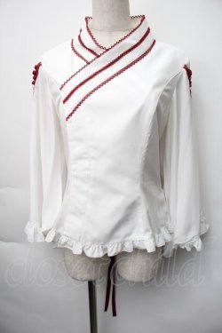 画像1: metamorphose / 着物合わせ風ブラウス 1 白ｘワイン S-25-11-06-024-ME-BL-HR-ZS