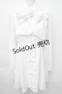 Ank Rouge / ぽんぽん&リボンワンピース  白 S-25-11-06-026-CA-OP-HR-ZS