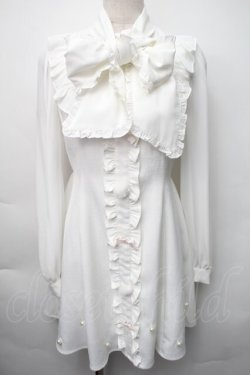 画像1: Ank Rouge / ぽんぽん&リボンワンピース  白 S-25-11-06-026-CA-OP-HR-ZS