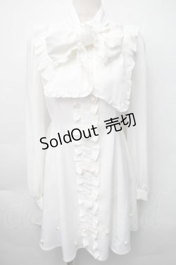 画像1: Ank Rouge / ぽんぽん&リボンワンピース  白 S-25-11-06-026-CA-OP-HR-ZS