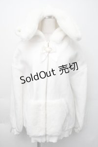 Secret Honey / 裏起毛ファーうさ耳パーカー  白 S-25-11-06-027-CA-CO-HR-ZS