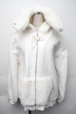 画像1: Secret Honey / 裏起毛ファーうさ耳パーカー  白 S-25-11-06-027-CA-CO-HR-ZS