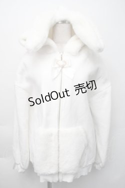 画像1: Secret Honey / 裏起毛ファーうさ耳パーカー  白 S-25-11-06-027-CA-CO-HR-ZS