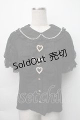 LIZ LISA / ダブルリボンパフスリーブリブカットトップス 0 黒 S-25-11-06-029-LO-TO-HR-ZS