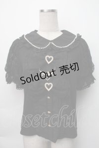 LIZ LISA / ダブルリボンパフスリーブリブカットトップス 0 黒 S-25-11-06-029-LO-TO-HR-ZS