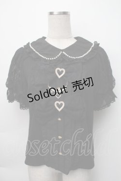 画像1: LIZ LISA / ダブルリボンパフスリーブリブカットトップス 0 黒 S-25-11-06-029-LO-TO-HR-ZS