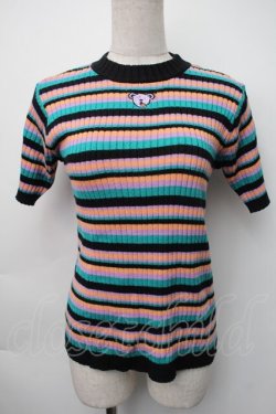 画像1: Candy Stripper / WEIRD BEAR MULTI BORDERニット  マルチ S-25-11-06-031-PU-TO-HR-ZS
