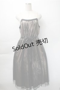 axes femme / レース×チュールキャミワンピース  黒ｘ茶 S-25-11-07-039-AX-OP-HR-ZS