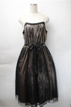 画像1: axes femme / レース×チュールキャミワンピース  黒ｘ茶 S-25-11-07-039-AX-OP-HR-ZS