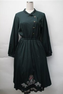 画像1: axes femme / フラワー刺繍連釦ワンピース  グリーン S-25-11-07-043-AX-OP-HR-ZS