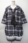 Jamieエーエヌケー / ファイヤーチェックプリントBigシャツ  黒 S-25-11-07-044-GO-TO-HR-ZS