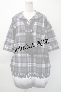 Jamieエーエヌケー / ファイヤーチェックプリントBigシャツ  黒 S-25-11-07-044-GO-TO-HR-ZS