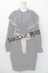 axes femme / パイピングフリルワンピース  紺 S-25-11-07-045-AX-OP-HR-ZS