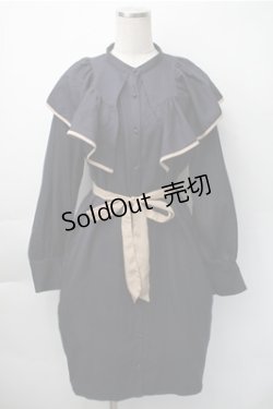 画像1: axes femme / パイピングフリルワンピース  紺 S-25-11-07-045-AX-OP-HR-ZS