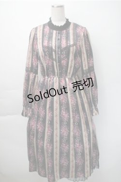 画像1: axes femme / ローズレユール柄ワンピース  黒ｘピンク S-25-11-07-046-AX-OP-HR-ZS