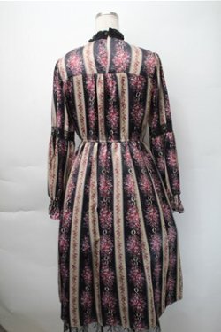 画像2: axes femme / ローズレユール柄ワンピース  黒ｘピンク S-25-11-07-046-AX-OP-HR-ZS