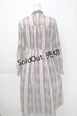 画像2: axes femme / ローズレユール柄ワンピース  黒ｘピンク S-25-11-07-046-AX-OP-HR-ZS