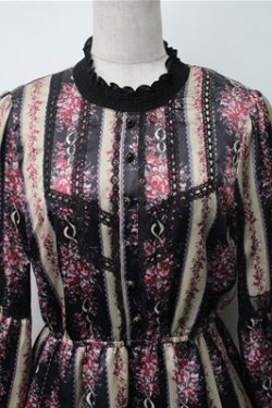 画像3: axes femme / ローズレユール柄ワンピース  黒ｘピンク S-25-11-07-046-AX-OP-HR-ZS