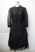 axes femme / 総レースフリルワンピース  黒 S-25-11-07-047-AX-OP-HR-ZS