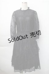 axes femme / 総レースフリルワンピース  黒 S-25-11-07-047-AX-OP-HR-ZS