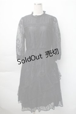 画像1: axes femme / 総レースフリルワンピース  黒 S-25-11-07-047-AX-OP-HR-ZS