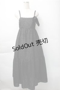 axes femme / リボン付ジャガードワンピース  黒 S-25-11-07-048-AX-OP-HR-ZS