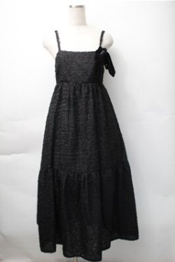 画像1: axes femme / リボン付ジャガードワンピース  黒 S-25-11-07-048-AX-OP-HR-ZS