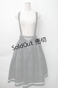 axes femme / カードル刺繍サス付タックスカート  黒ｘグリーン S-25-11-07-053-AX-SK-HR-ZS