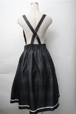 画像2: axes femme / カードル刺繍サス付タックスカート  黒ｘグリーン S-25-11-07-053-AX-SK-HR-ZS