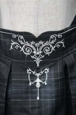 画像3: axes femme / カードル刺繍サス付タックスカート  黒ｘグリーン S-25-11-07-053-AX-SK-HR-ZS