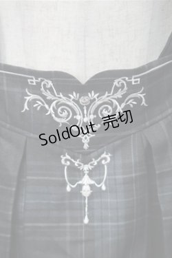 画像3: axes femme / カードル刺繍サス付タックスカート  黒ｘグリーン S-25-11-07-053-AX-SK-HR-ZS