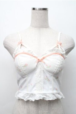 画像1: Bon21Hiz / カップ付きレースビスチェ  白 S-25-11-07-013-LO-BL-HR-ZS