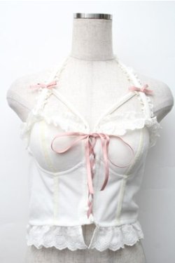 画像1: Bon21Hiz / カップ付きレースビスチェ  白 S-25-11-07-014-LO-BL-HR-ZS