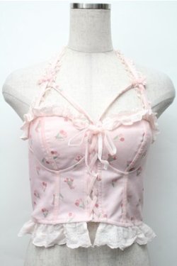 画像1: Bon21Hiz / カップ付きレースビスチェ  ピンク S-25-11-07-015-LO-BL-HR-ZS