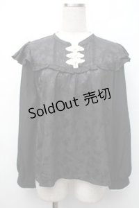 axes femme / チャイナ釦ジャカードブラウス  黒 S-25-11-07-021-AX-BL-HR-ZS