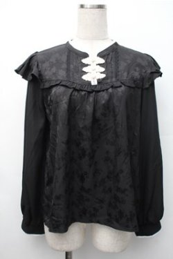 画像1: axes femme / チャイナ釦ジャカードブラウス  黒 S-25-11-07-021-AX-BL-HR-ZS