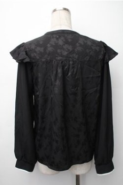 画像2: axes femme / チャイナ釦ジャカードブラウス  黒 S-25-11-07-021-AX-BL-HR-ZS