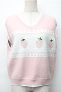 Lolime by mellfy memory / daydream strawberry ニットベスト  ピンク S-25-11-07-023-LO-BL-HR-ZS
