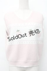 Lolime by mellfy memory / daydream strawberry ニットベスト  ピンク S-25-11-07-023-LO-BL-HR-ZS