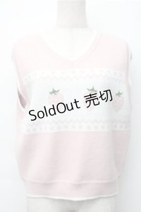 Lolime by mellfy memory / daydream strawberry ニットベスト  ピンク S-25-11-07-023-LO-BL-HR-ZS