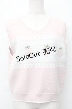 画像1: Lolime by mellfy memory / daydream strawberry ニットベスト  ピンク S-25-11-07-023-LO-BL-HR-ZS