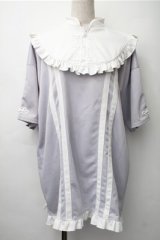 NOEMIE / チャイナボタンジャージチュニック  グレーｘ白 S-25-11-07-024-LO-TO-HR-ZS