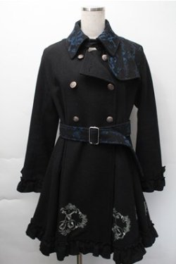 画像1: FRILL / プリントAラインコート  黒 S-25-11-09-032-HN-CO-AS-ZS