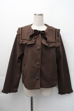 画像1: m petit by misako / セーラー襟ショートコート  ブラウン S-25-11-09-035-LO-CO-HR-ZS