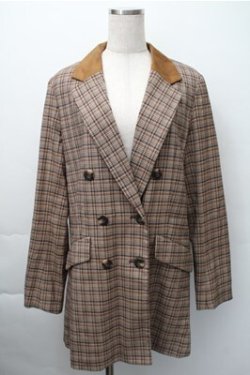 画像1: LIZ LISA / チェックジャケット  ブラウン S-25-11-09-036-LO-JA-AS-ZS