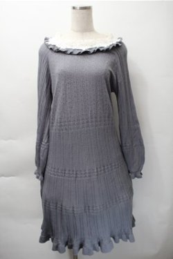 画像1: axes femme / ローズレースニットワンピース  ブルー S-25-11-09-047-AX-OP-AS-ZS