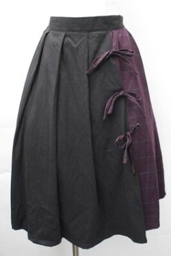 画像1: axes femme POETIQUE / 配色プリーツスカート  黒 S-25-11-09-060-AX-SK-AS-ZS