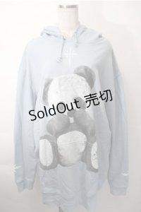 TRAVAS TOKYO / Furry panda hoodie パンダプリント プルオーバーパーカー  サックス S-25-11-09-026-PU-TO-HR-ZS