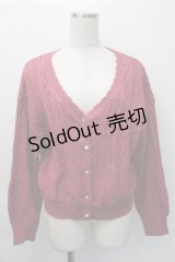 axes femme / 透かし編みニットカーディガン  ワイン S-25-11-09-027-AX-TO-AS-ZS