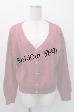 画像1: axes femme / 透かし編みニットカーディガン  ワイン S-25-11-09-027-AX-TO-AS-ZS